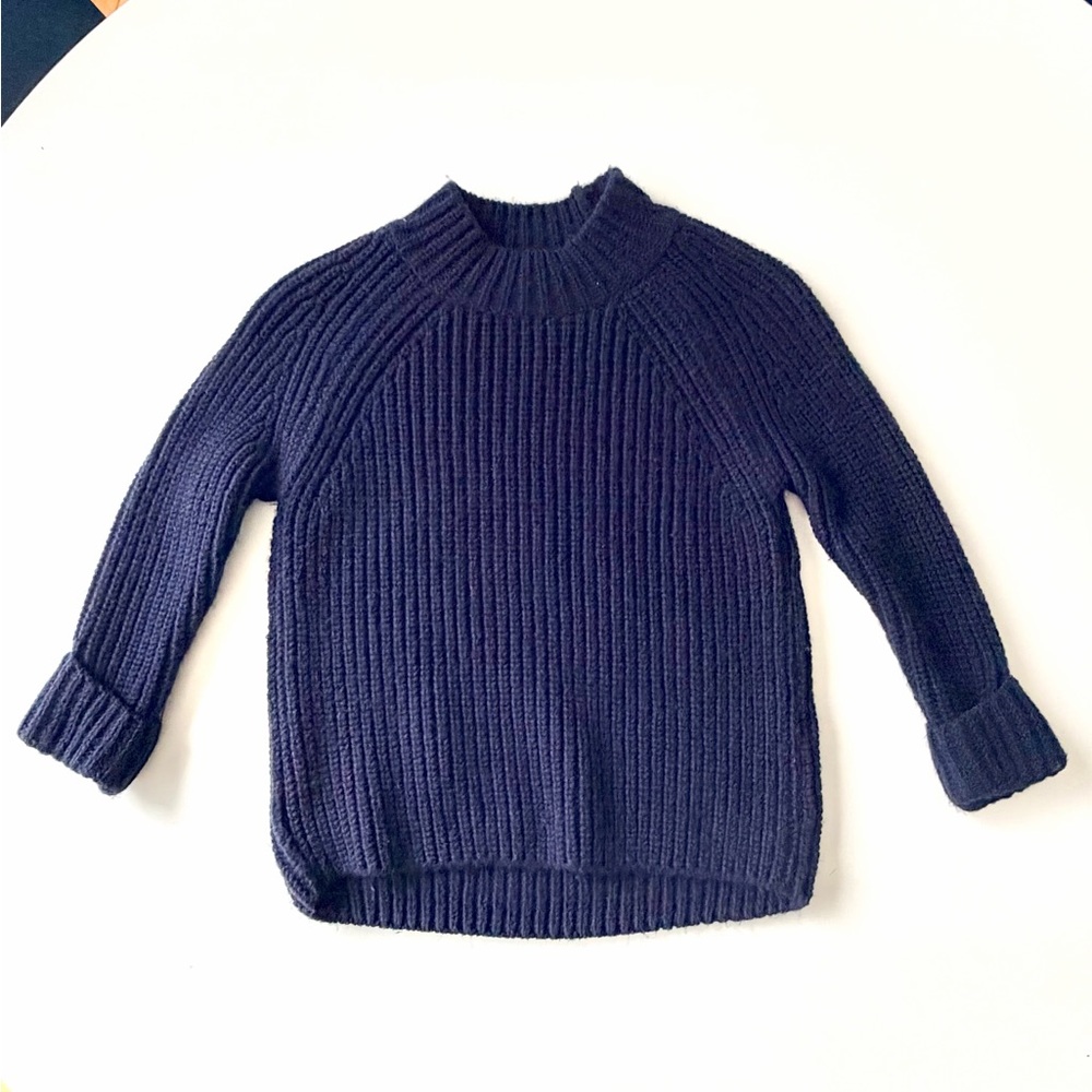 Topshop Navy Blue Mockneck Crop Sweater